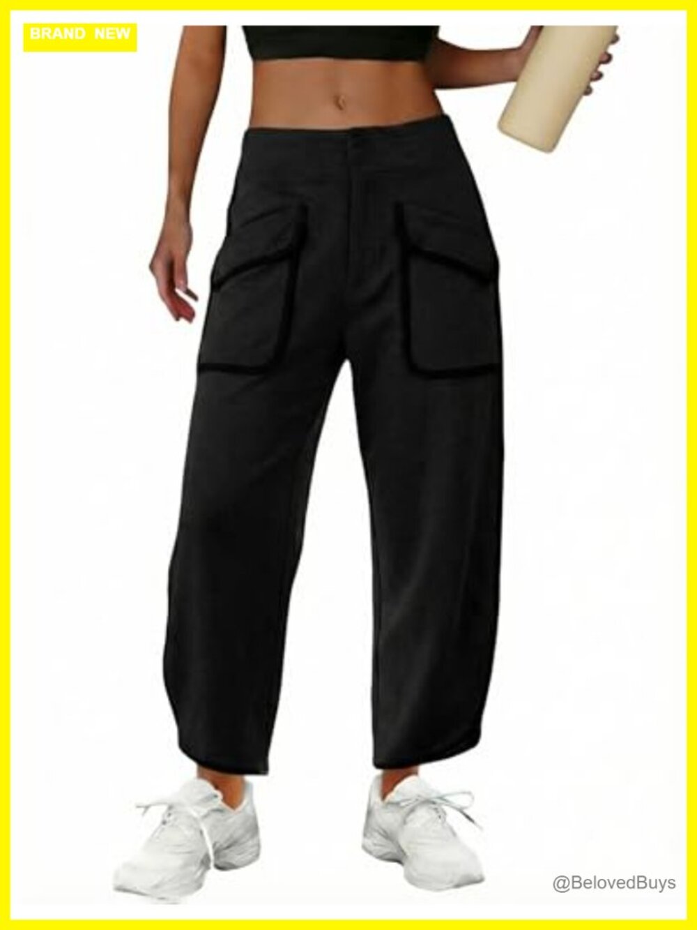 Womens Barrel Pants Baggy Wide Leg Cropped Sweatpants Lounge Trousers